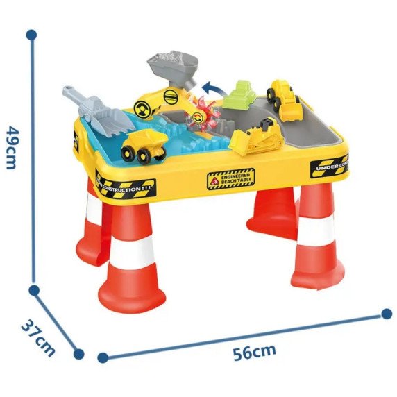 WOOPIE Vandens lenta 2 in 1 Smėlio dėžė Statybos aikštė + 4 Automobiliai 12 vnt.