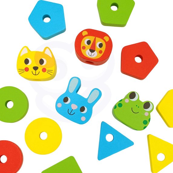 WOOPIE GREEN Montessori galvosūkių piramidės gyvūnai 27 vnt FSC