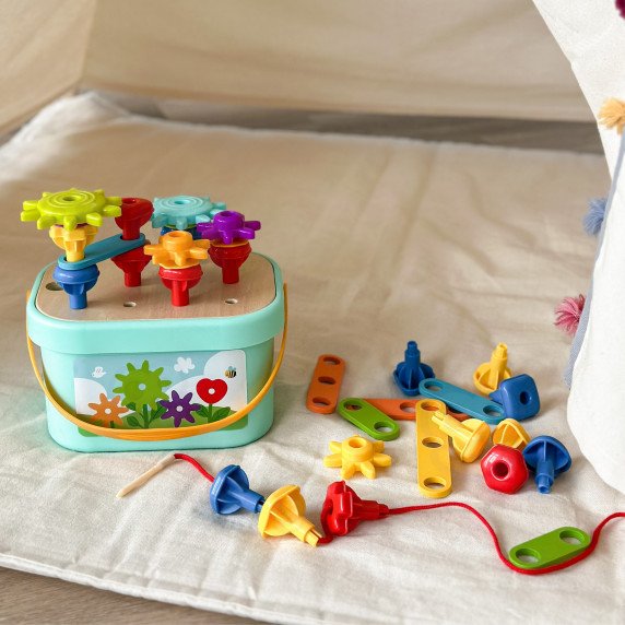 WOOPIE GREEN Montessori 12-in-1 variklio konstrukcijos dėžė FSC
