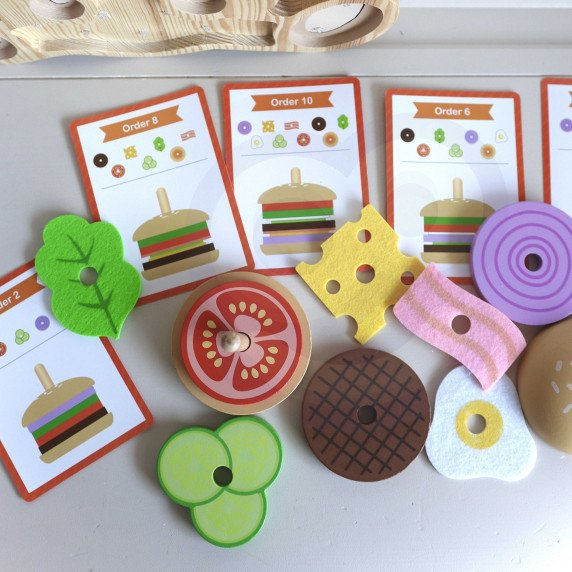 WOOPIE GREEN Medinis Burgerių Restorano Puzzle Vaikams 15 Dalys FSC Sertifikuotas