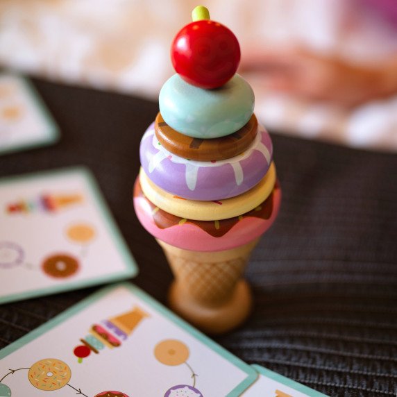 WOOPIE GREEN Medinis ledų kremo Montessori galvosūkis Iš gamyklų 12 dalių FSC