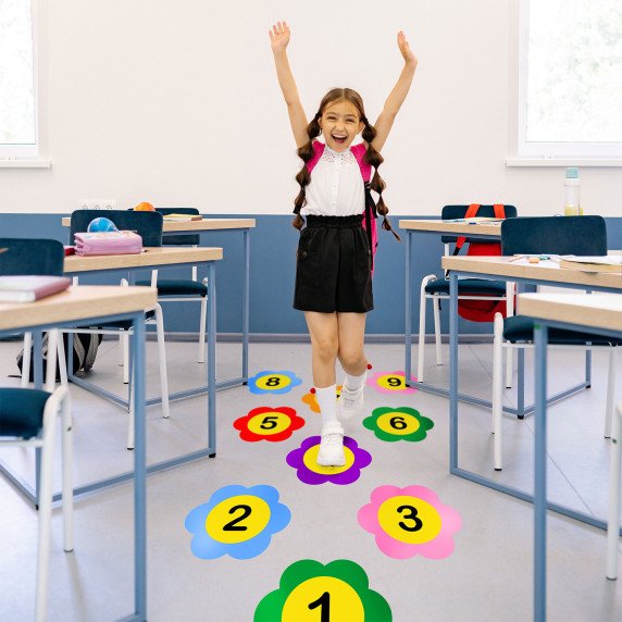 MAŽOS RYŠKIOS GĖLĖS SU SKAIČIAIS Grindų lipdukas