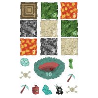 SKAIČIAI Minecraft  grindų lipdukai – žaidimas