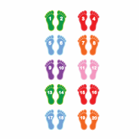 ŽAIDIMAS „RYŠKIOS PĖDOS SU SKAIČIAIS“  Grindų lipdukas