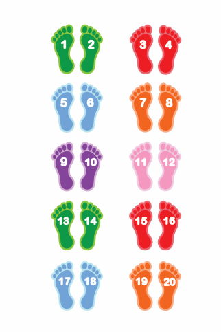 ŽAIDIMAS „RYŠKIOS PĖDOS SU SKAIČIAIS“ Grindų lipdukas ŽAIDIMAS „RYŠKIOS PĖDOS SU SKAIČIAIS“ Grindų lipdukas