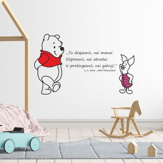 MIKĖ PŪKUOTUKAS  IR KNYSLIUKAS motyvuojntis interjero lipdukas darželiui
