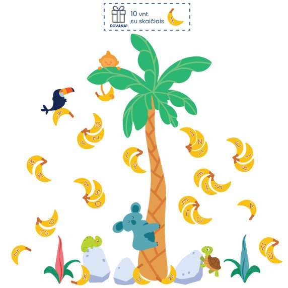 LIETUVIŠKA ABĖCĖLĖ  DŽIUNGLĖSE Įtraukieji sienų lipdukai