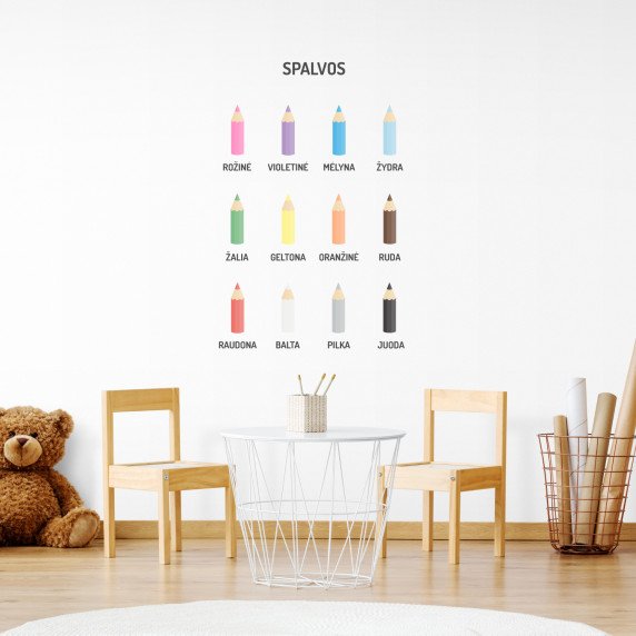 MOKOMĖS PAŽINTI SPALVAS Edukaciniai sienų lipdukai