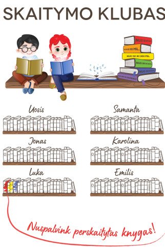 SKAITYMO KLUBAS įtraukusis žymėjimo lipdukas SKAITYMO KLUBAS įtraukusis žymėjimo lipdukas