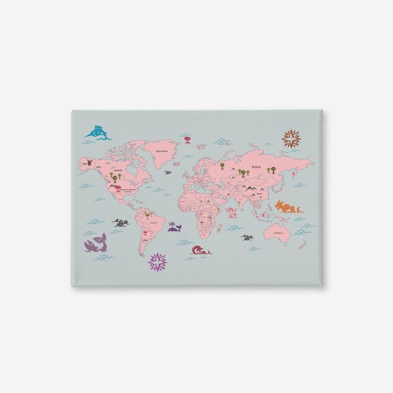 ROŽINIS PASAULIO ŽEMĖLAPIS paveikslas ant drobės