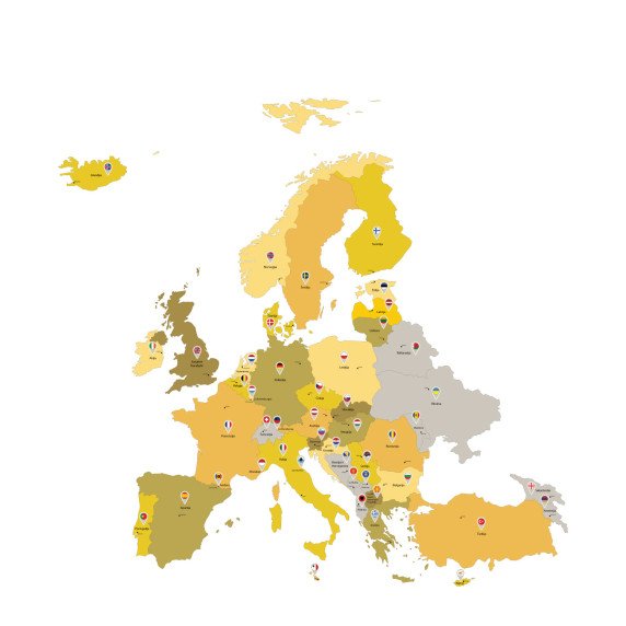 ERASMUS ŽEMĖLAPIS lipdukas lietuvių kalba