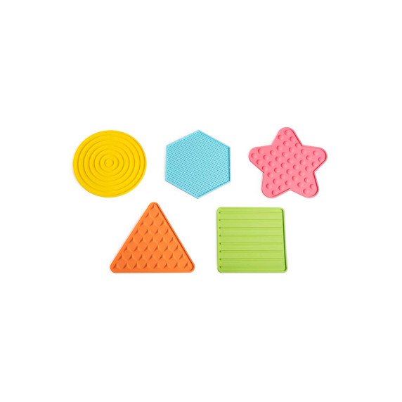 Geometrinių figūrų formos kilimėliai su 3D tekstūra - 5 vnt.