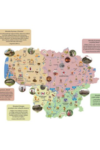 LIETUVOS ETNOGRAFINIS ŽEMĖLAPIS SU TARMĖMIS Edukacinis sienų lipdukas