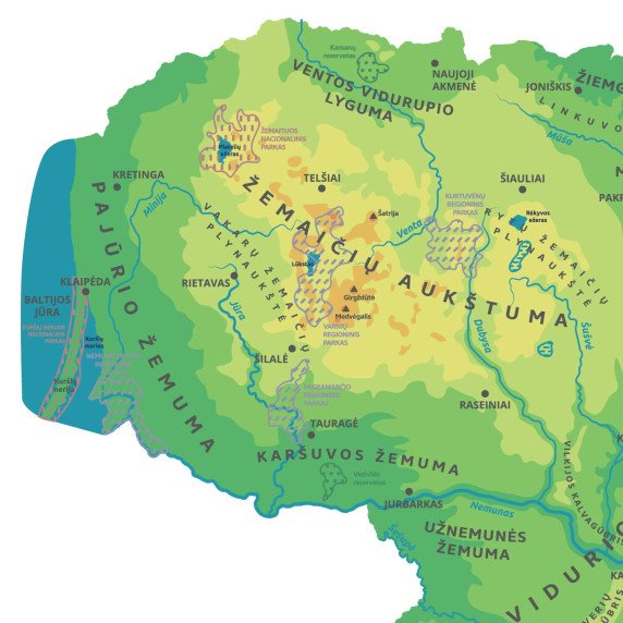 LIETUVOS GAMTINIS ŽEMĖLAPIS Edukacinis sienų lipdukas
