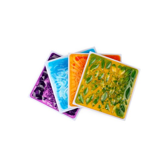 Sensorinės grindų plytelės su judančiu skysčiu ir 3D tekstūra - 4 vnt.