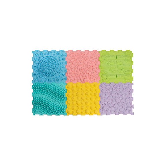 Sensoriniai sudėliojami grindų kilimėliai su 3D tekstūra - 6 vnt.