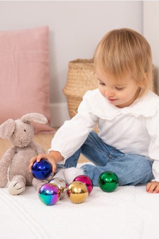 Spalvoti sensoriniai šviesą atsipindintys kamuoliukai (6 vnt.)