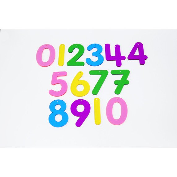 Skaidrūs spalvoti akriliniai skaičiai (14 vnt.)