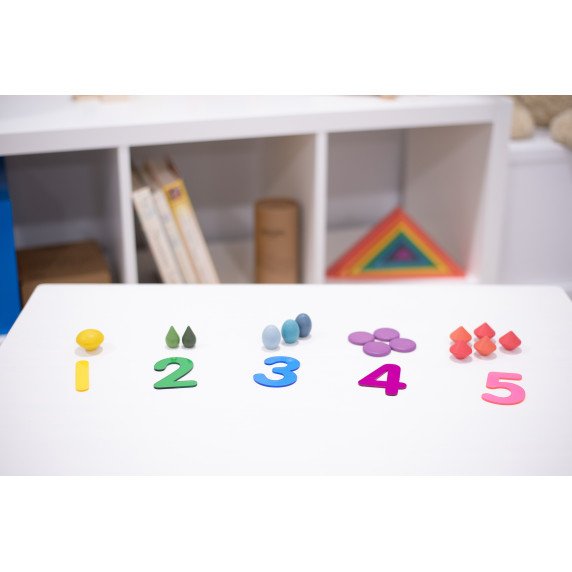 Skaidrūs spalvoti akriliniai skaičiai (14 vnt.)