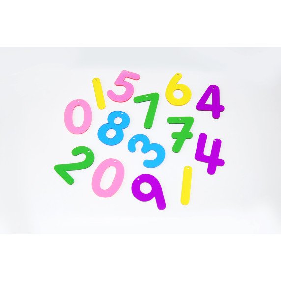 Skaidrūs spalvoti akriliniai skaičiai (14 vnt.)