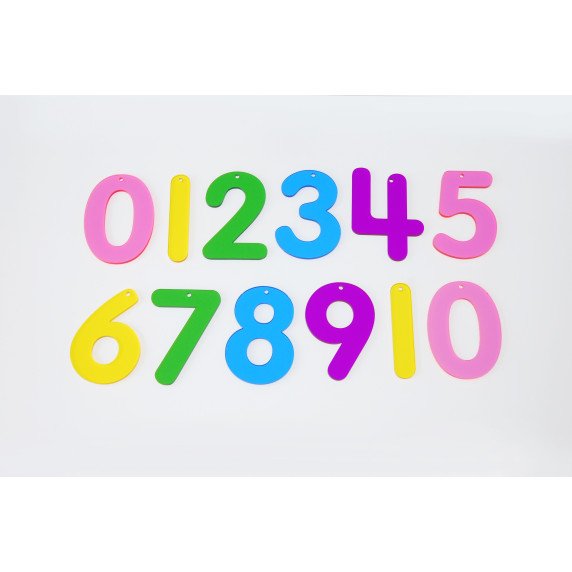 Skaidrūs spalvoti akriliniai skaičiai (14 vnt.)