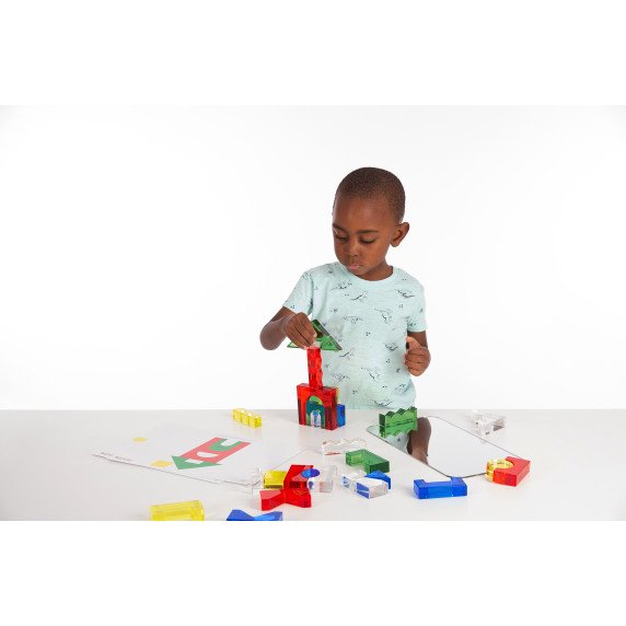 Permatomų akrilinių geometrinių blokelių rinkinys su veidrodžiu - 25 vnt.