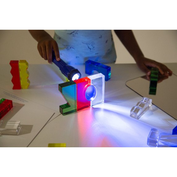 Permatomų akrilinių geometrinių blokelių rinkinys su veidrodžiu - 25 vnt.