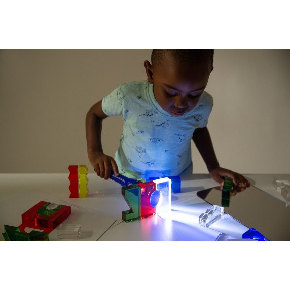 Permatomų akrilinių geometrinių blokelių rinkinys su veidrodžiu - 25 vnt.