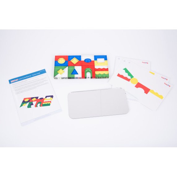 Permatomų akrilinių geometrinių blokelių rinkinys su veidrodžiu - 25 vnt.