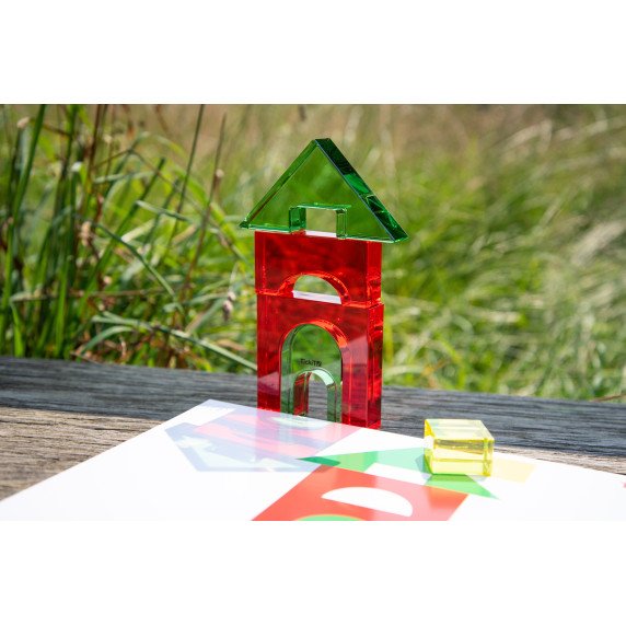 Permatomų akrilinių geometrinių blokelių rinkinys su veidrodžiu - 25 vnt.