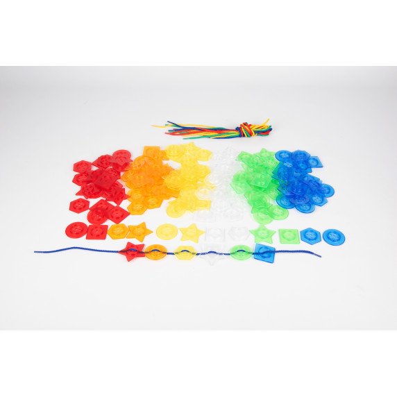 Permatomų verimo sagų rinkinys su raišteliais (144 vnt.)