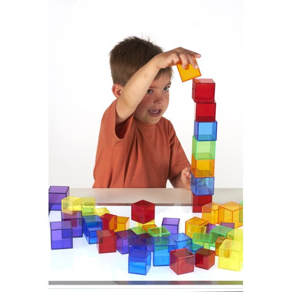 Skaidrių spalvotų kubelių rinkinys (54 vnt.)