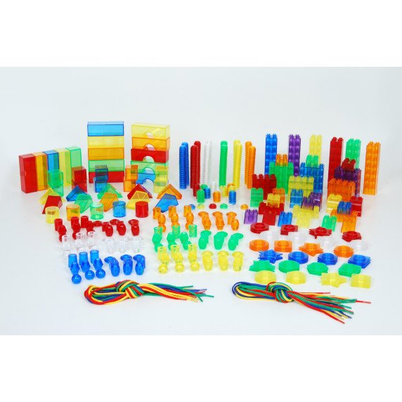 Sensorinis permatomų priemonių rinkinys šviesos stalui (634 vnt.)