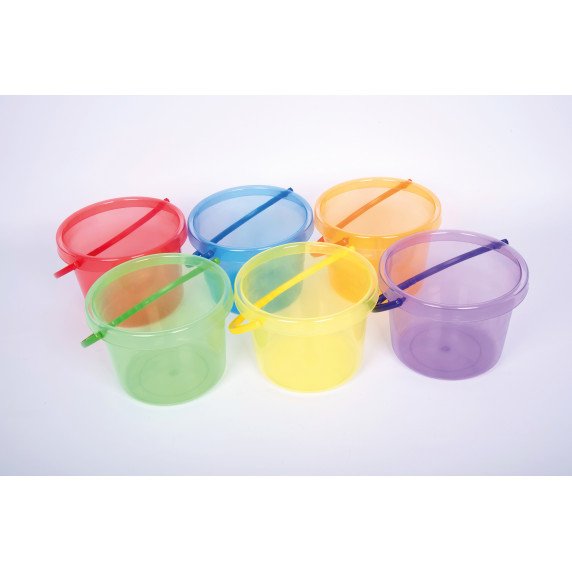 Skaidrūs spalvoti kibirėliai (6 vnt.)