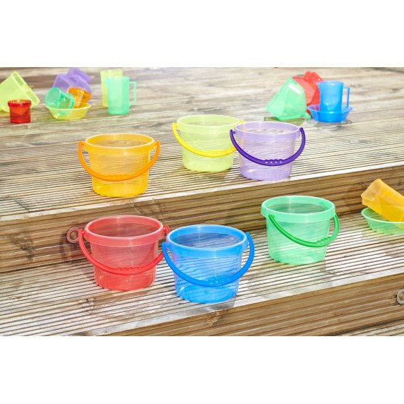 Skaidrūs spalvoti kibirėliai (6 vnt.)