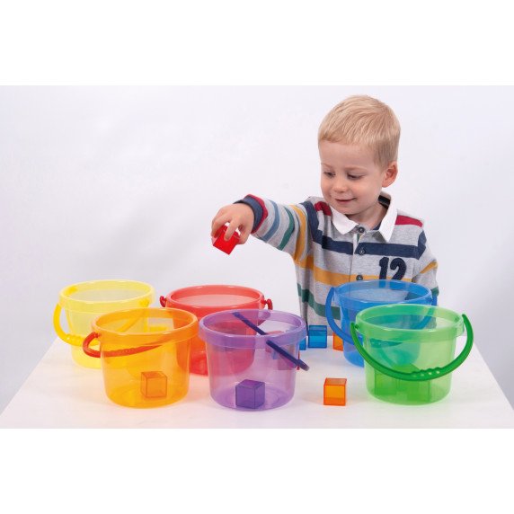 Skaidrūs spalvoti kibirėliai (6 vnt.)