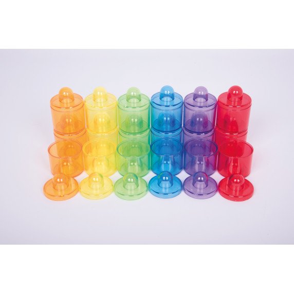 Permatomi spalvoti tyrinėjimo indeliai (18 vnt.)