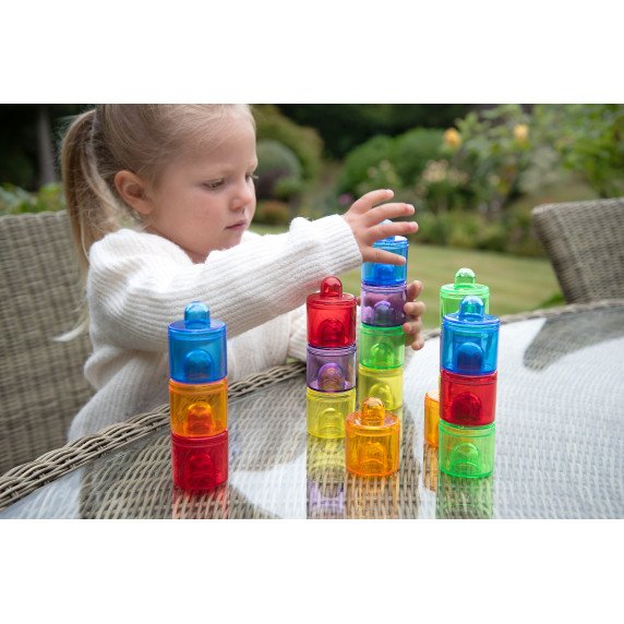 Permatomi spalvoti tyrinėjimo indeliai (18 vnt.)