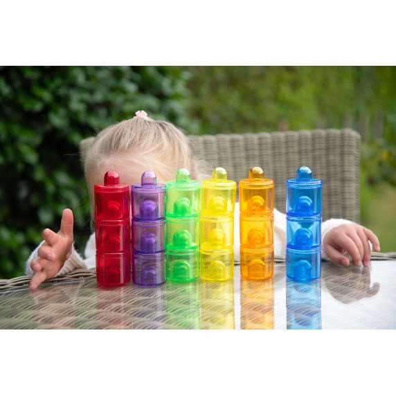 Permatomi spalvoti tyrinėjimo indeliai (18 vnt.)