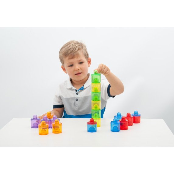 Permatomi spalvoti tyrinėjimo indeliai (18 vnt.)