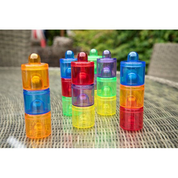 Permatomi spalvoti tyrinėjimo indeliai (18 vnt.)