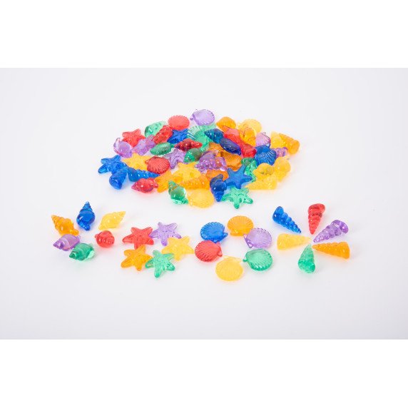 Permatomų kriauklių rinkinys šviesos stalui (72 vnt.)