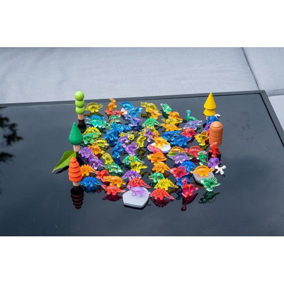 Permatomi dinozaurai skaičiavimui ir rūšiavimui (72 vnt.)