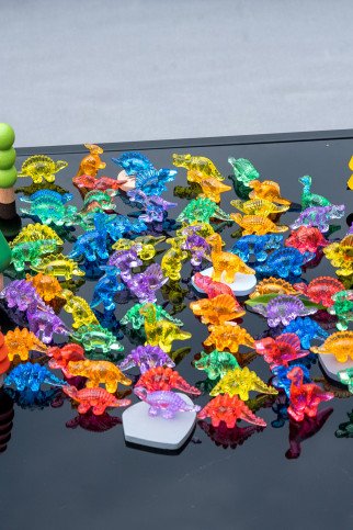 Permatomi dinozaurai skaičiavimui ir rūšiavimui (72 vnt.)