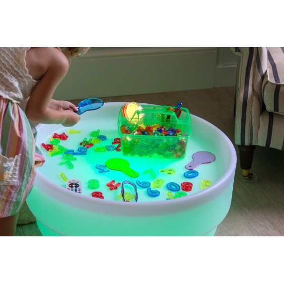 Permatomų spalvų tyrinėjimo rinkinys (245 vnt.) – šviesos, spalvų ir kūrybiško mokymosi veikloms