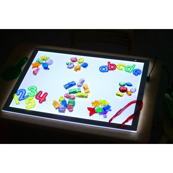 Permatomų spalvų tyrinėjimo rinkinys (245 vnt.) – šviesos, spalvų ir kūrybiško mokymosi veikloms