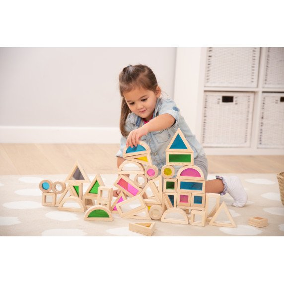 Geometrinės kaladėlės su spalvotais langeliais (24 vnt.)