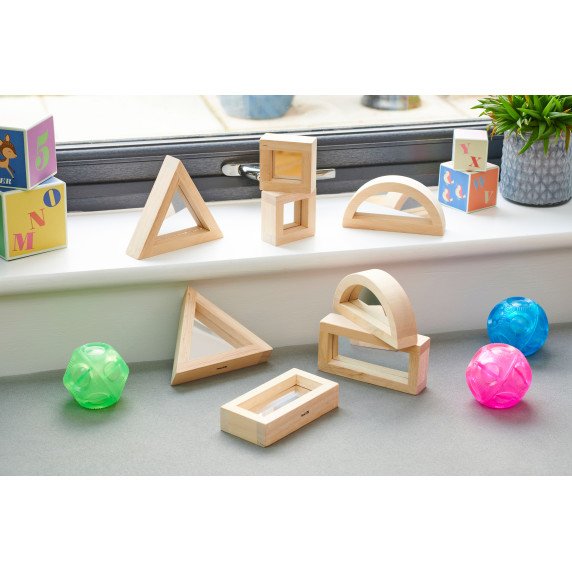 Didelės sensorinė kaladėlės su veidrodžiais (8 vnt.)