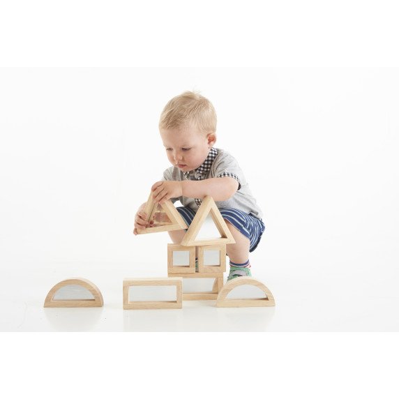 Didelės sensorinė kaladėlės su veidrodžiais (8 vnt.)