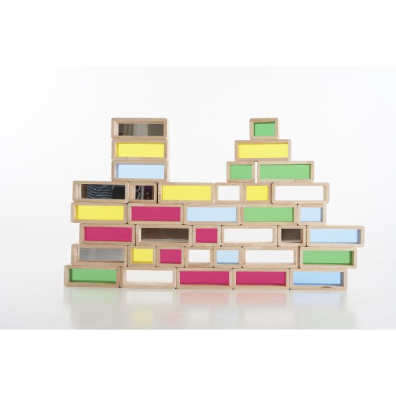 Didelės spalvotos kaladėlės su skaidriais langeliais (36 vnt.)